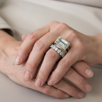 Elizabeth | Vintage Silver Turquoise Glass Ring Set