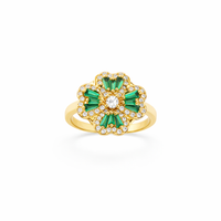 Emerald Clover Spinner Ring