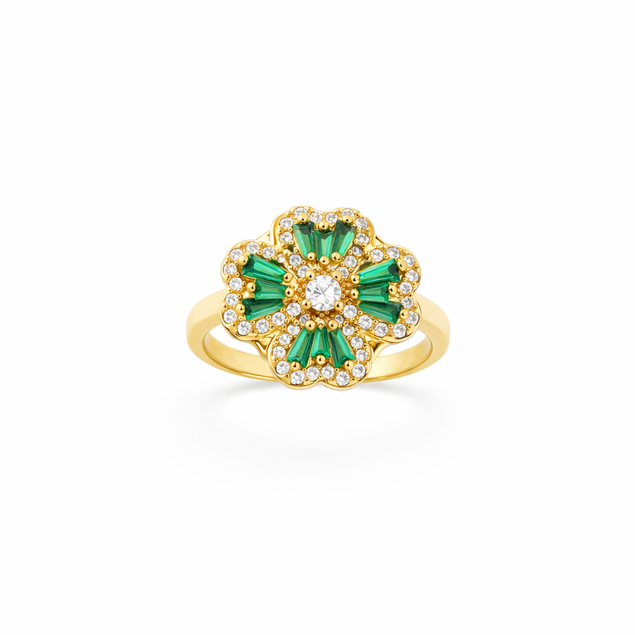 Emerald Clover Spinner Ring