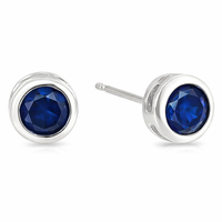 Bezel Sapphire Stud Earrings