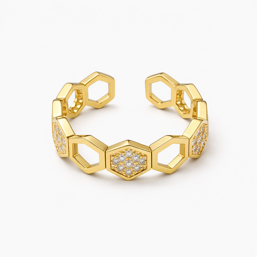 Crystal Honeycomb Ring