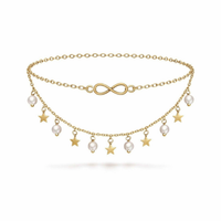 Infinity Anklet with Pearls and Stars