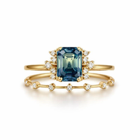 Blue Crystal Glow Ring Set