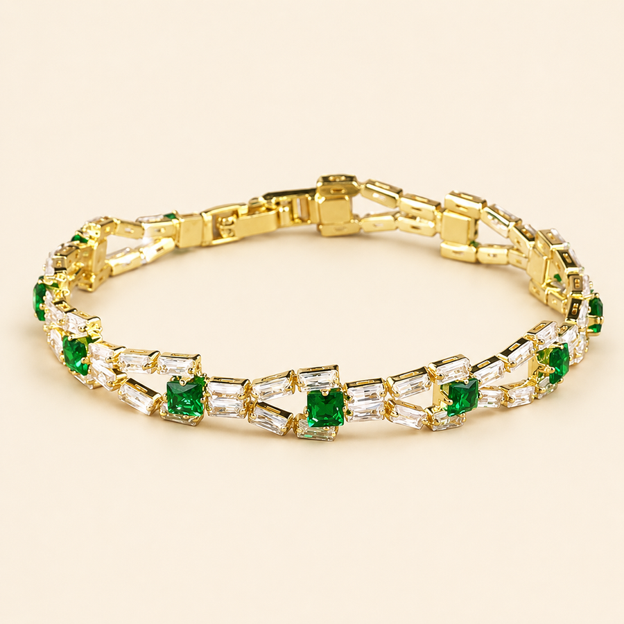 Green Link Tennis Bracelet