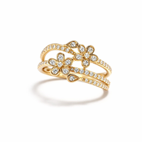 Elegant Sparkling Flower Ring