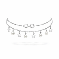 Infinity Anklet with Pearls and Stars