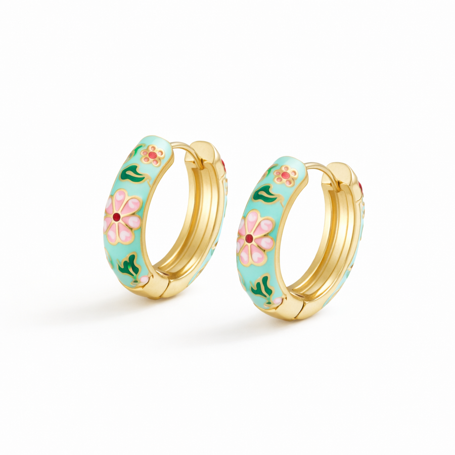 Colorful Floral Hoop Earrings