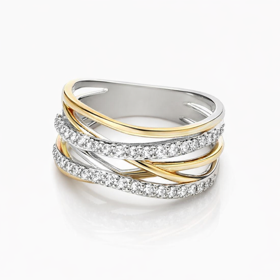 Radiance Zirconia Silver and Gold Ring