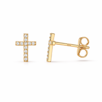 Pave Cross Stud Earrings