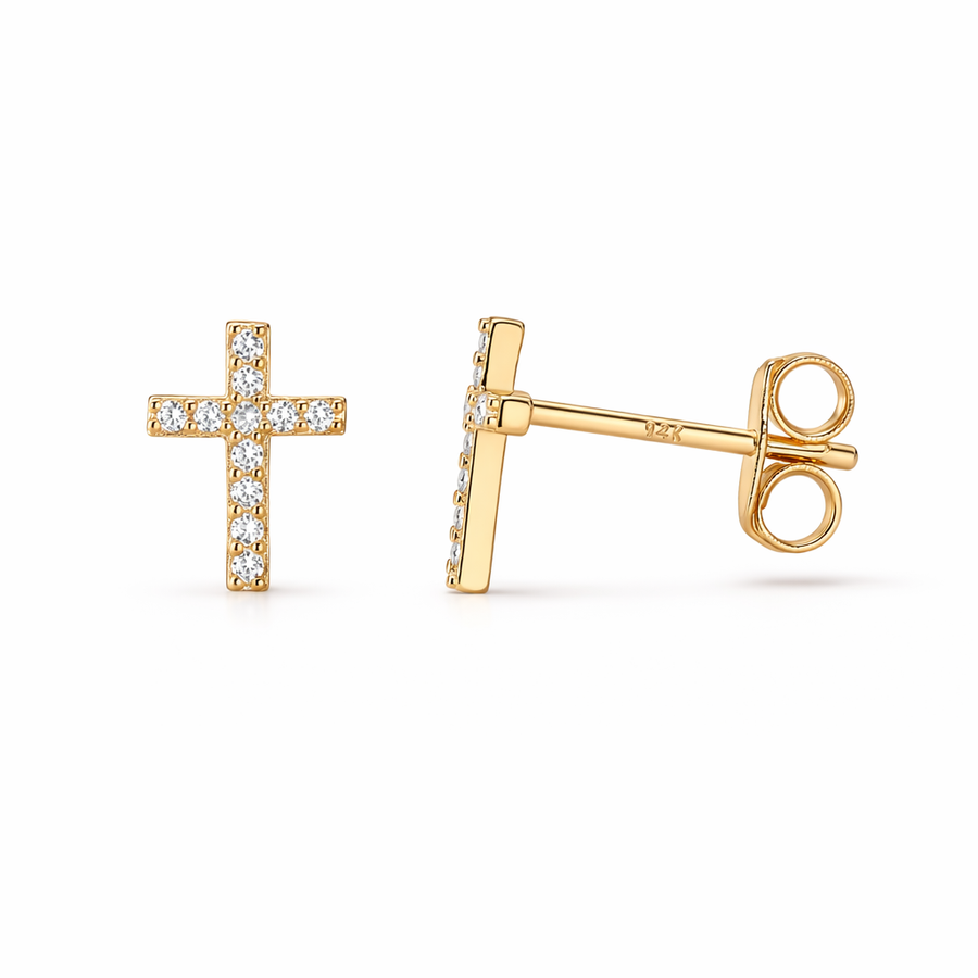 Pave Cross Stud Earrings