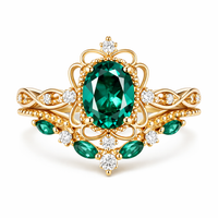 Aurelle Emerald Crown Ring Set