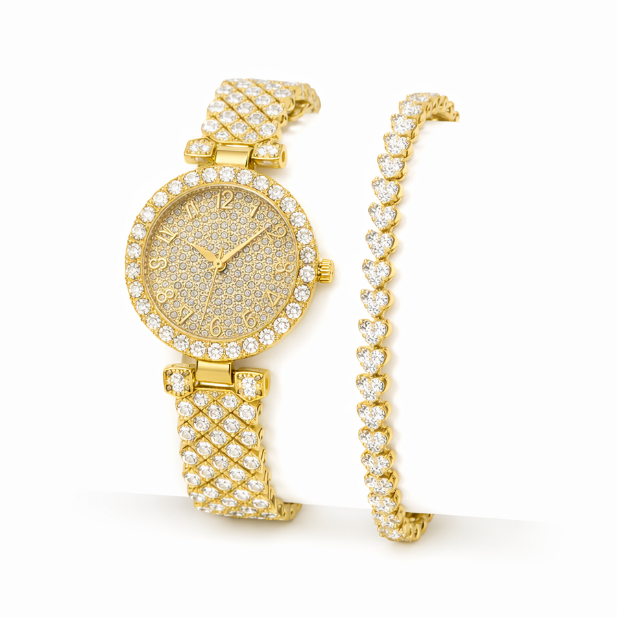 Luxe Radiance Watch and Bracelet Set