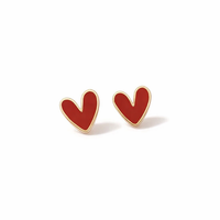 Antique Golden Red Heart Earrings