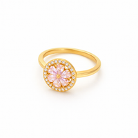 Pink Heart Bloom Spinner Ring