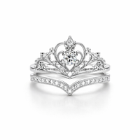 Shining Silver Crown Ring Set