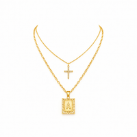 Initial and Cross Necklace Set