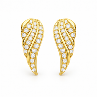 Modern Leaf Pave Earrings
