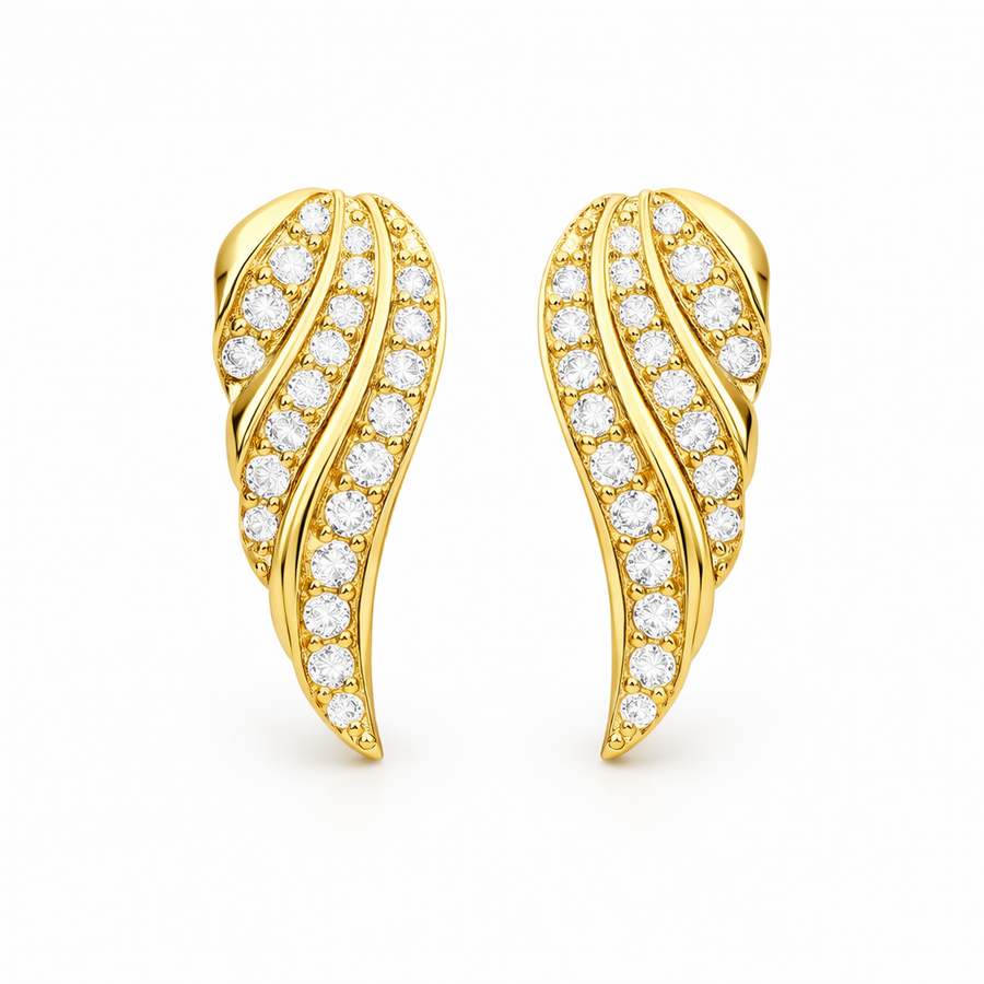 Modern Leaf Pave Earrings