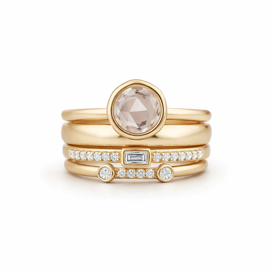 Vintage Gold and Zirconia Ring Set