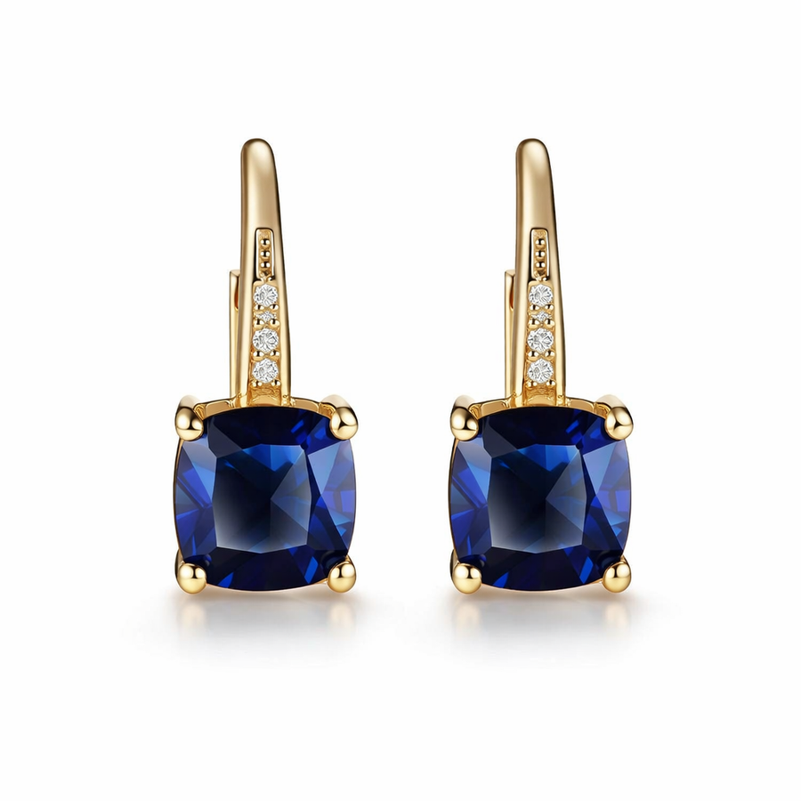 Mystic Sapphire Stone Hoop Earrings