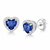 Sapphire Heart Stud Earrings