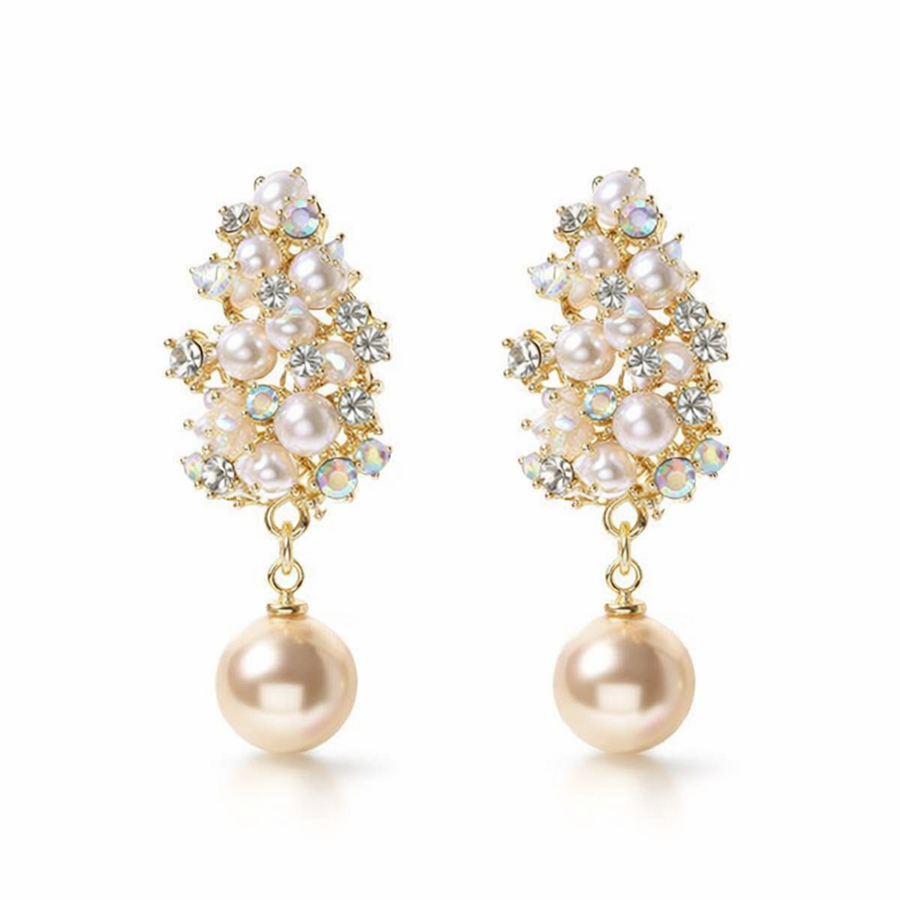 Elegant Flower and Pearl Earrings