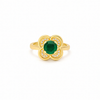 Emerald Clover Halo Spinner Ring