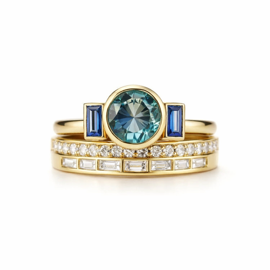 Antique Elegant Blue Ring Set