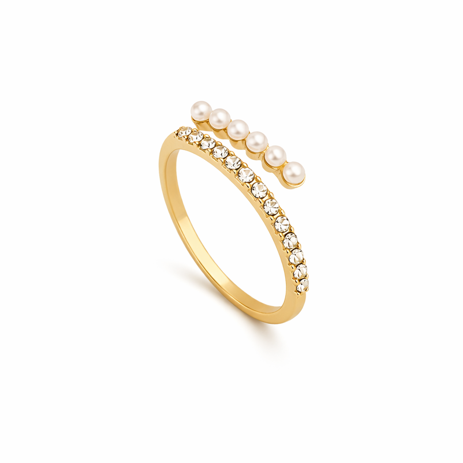 Virelle Crystal and Pearl Open Ring