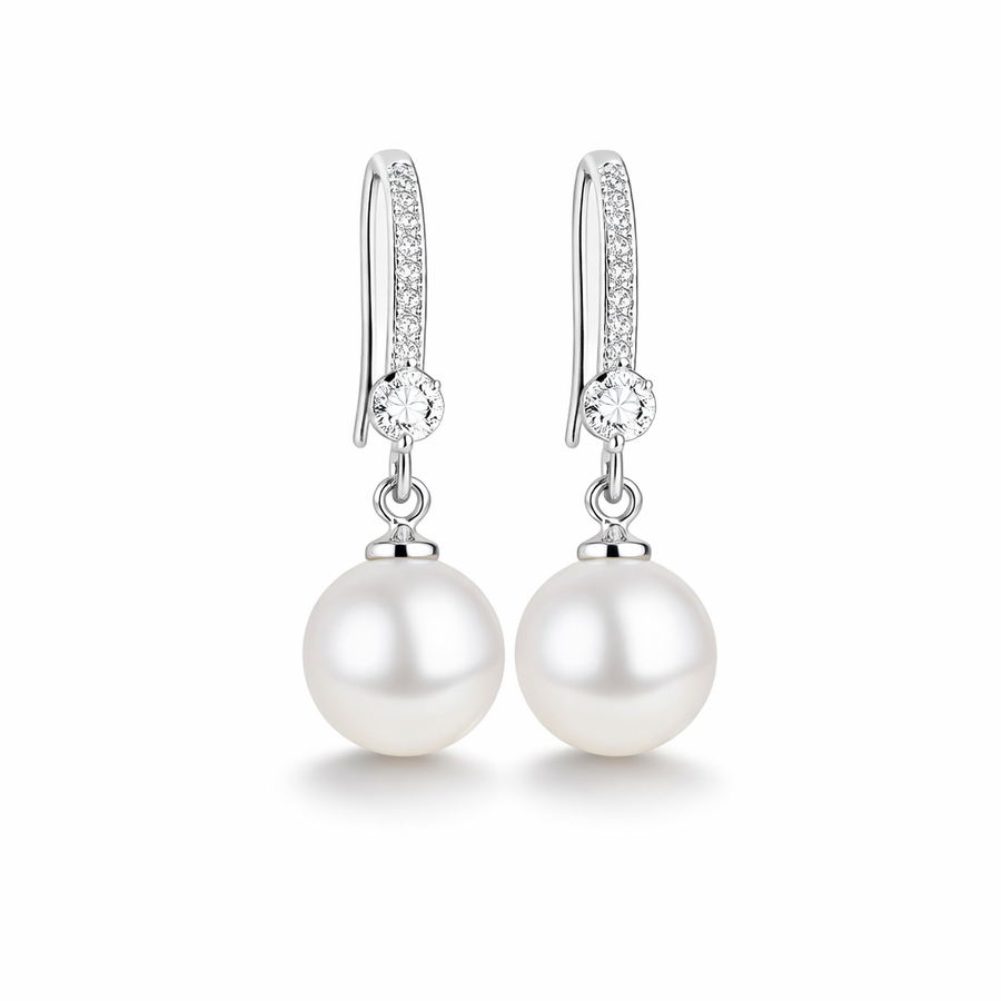 Lustrous Zirconia and Pearl Drop Earrings