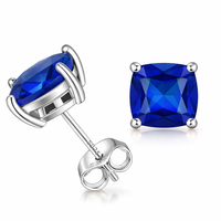 Minimalist Princess Cut Sapphire Stud Earrings