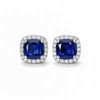 Square Sapphire Stud Earrings