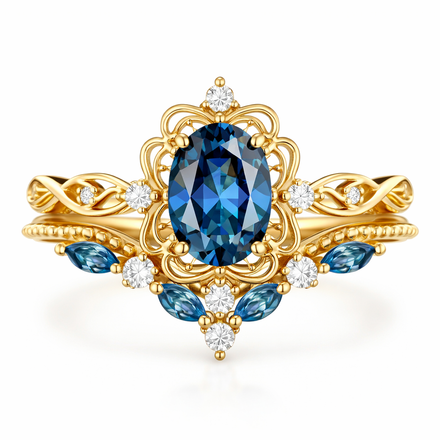 Azelia Sapphire Crown Ring Set