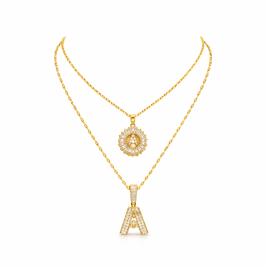 Pavé Initial Necklace Set
