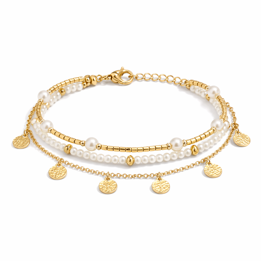 Coastal Charm 3-Piece Layered Anklet Set