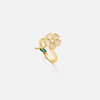 Emerald Flower and Leaf Spinner Ring