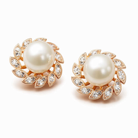 Exquisite Shimmering Pearl and Leaf Earrings