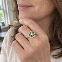 Emerald Clover Spinner Ring