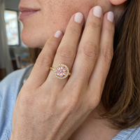 Pink Heart Bloom Spinner Ring