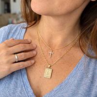Initial and Cross Necklace Set