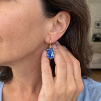 Blue Gold Bloom Earrings