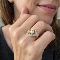 Antique Irregular Gold and Silver Zirconia Ring