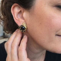 Golden Black Zirconia Earrings