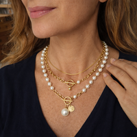 Vintage Snake Chain Necklace Set with Pearl