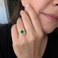 Emerald Clover Halo Spinner Ring