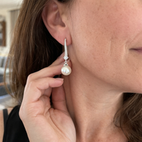 Lustrous Zirconia and Pearl Drop Earrings