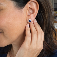 Bezel Sapphire Stud Earrings