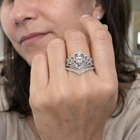 Shining Silver Crown Ring Set