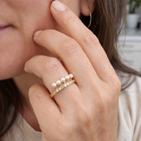 Virelle Crystal and Pearl Open Ring