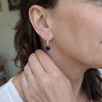 Mystic Sapphire Stone Hoop Earrings